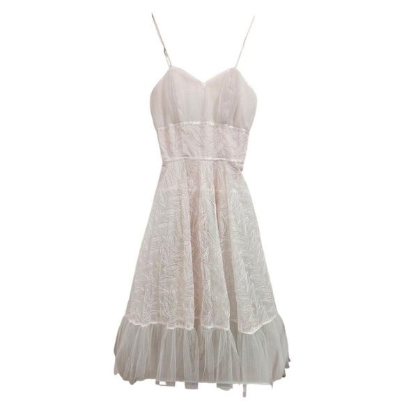 Vintage 1950s Lace & Netting Formal Cocktail Party Dress XXS - Picture 2 of 13